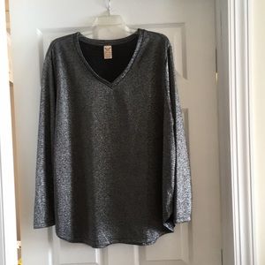 Timeless Silver Metallic Long-sleeved Tunic by Faded Glory, Size 3X (22W - 24W)